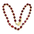 925 Sterling Silver Necklace Oval Ruby 9x7mm Natural Gemstone Jewelry 17 Inches