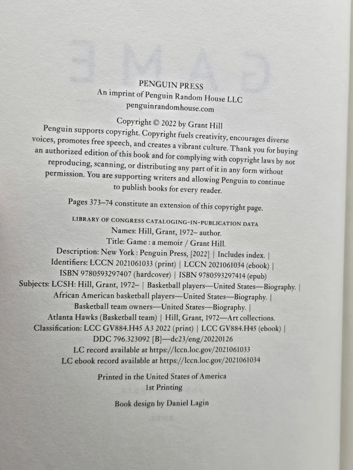 Game An Autobiography Grant Hill 2022 1-е издание в твердом переплете с автографом - Изображение 4 из 4
