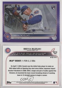 2022 Topps Chrome Update Debut Purple Refractor Seiya Suzuki #USC144 Rookie RC