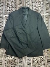 HAGGAR Mens Suit Up Set JACKET AND PANTS Black Subtle Pin Striped SIZE 48R 44x29