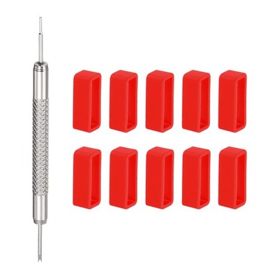 10pcs Watch Strap Loop 20mm Rubber Watch Holder with Spring Bar Tool Red