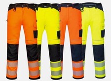 Portwest PW3 Hi-Vis Work Trousers | High-Wear | Kneepad Pockets | Extendable Leg