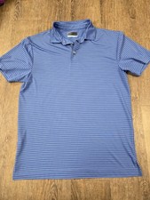 PGA Tour Men's Blue Black Stripe Golf Polo Shirt Size Small