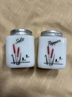 McKee Tipp City Milk Glass Cattail Design Shakers Salt And Pepper