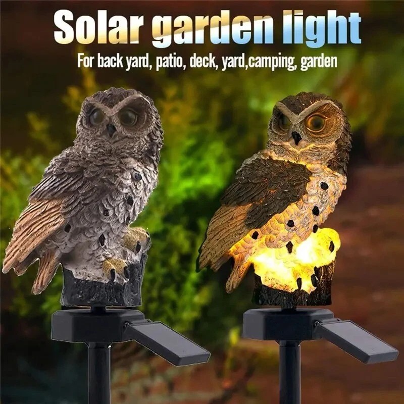 Solar Power LED Owl Light Garden Yard Landscape Decor Lamp Waterproof Outdoor US