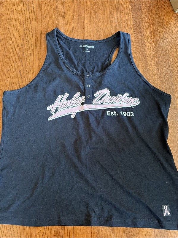 Harley-Davidson Women’s Black Tank Top Pink Ribbon Breast Cancer 2X