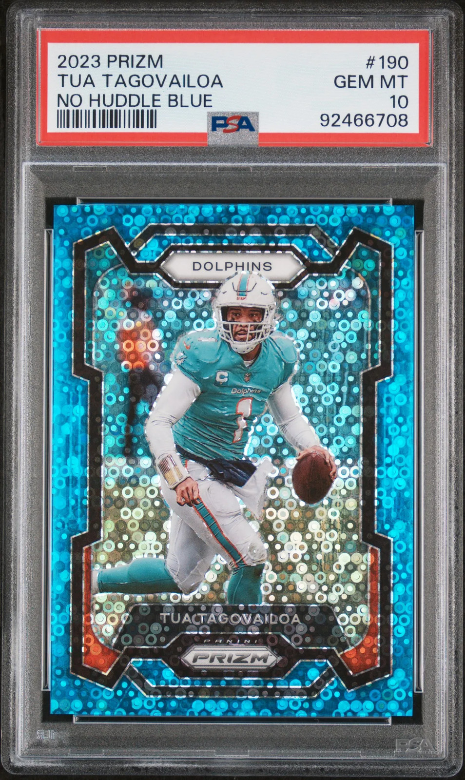 Tua Tagovailoa 2023 Panini Prizm #190 No Huddle Blue /95 PSA10 GEM MT Dolphins