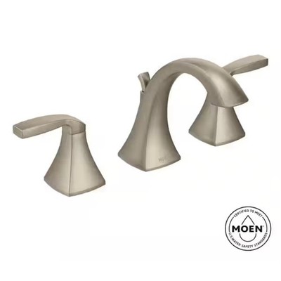 Moen T6905BN Voss Two-Handle Widespread Bathroom Faucet w/ Drain Brushed Nickel