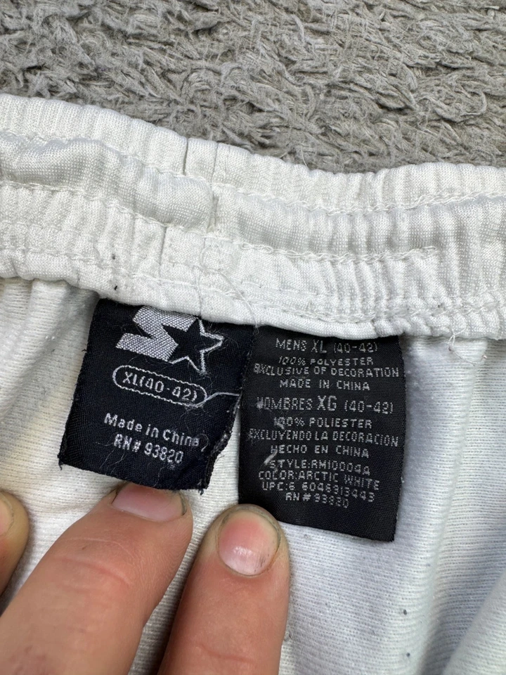 Pantalones de chándal Starter para hombre XL blancos satinados a rayas holgados calce suelto elásticos de colección años 90 Foto 3 de 4