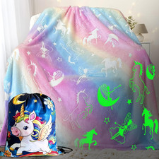 Unicorn Glow in the Dark Blanket for Girls/Boy/Toddler/Baby, Cute Funny Kids Thr