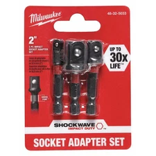 Milwaukee Tool 48-32-5033 Shockwave Impact Hex Shank Socket Adapter Set, 1/4 In