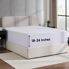 Nestl White Extra Deep Pocket Fitted Sheet Queen, Hotel Luxury Queen Fitted S...