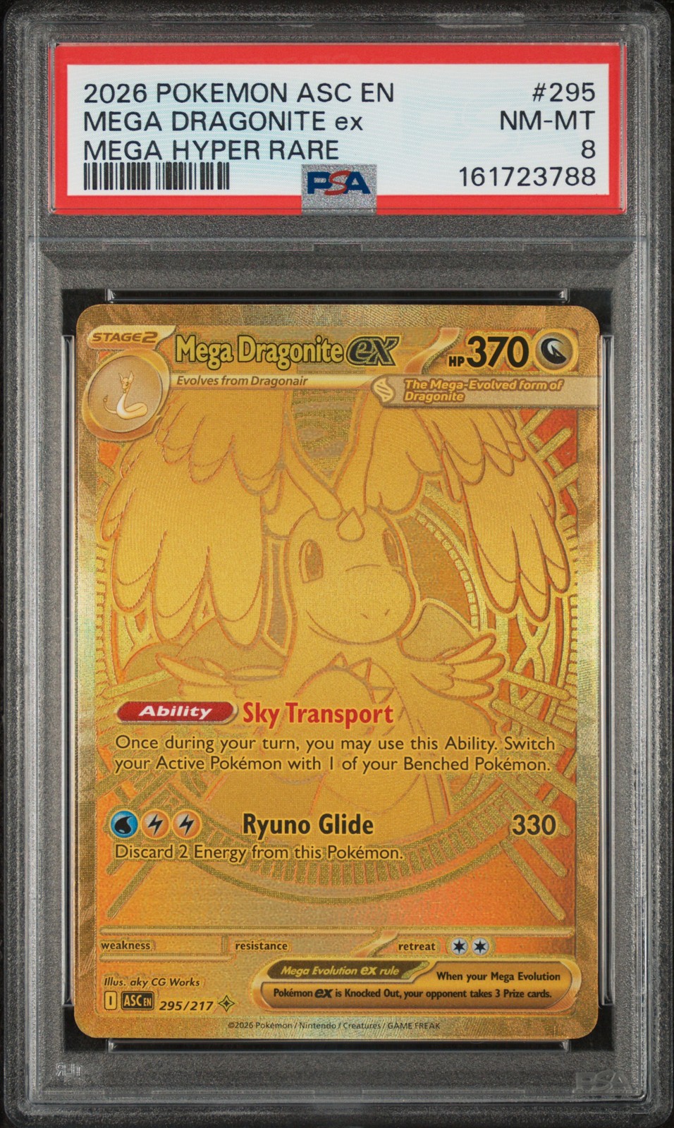 2026 POKEMON ASC EN-ASCENDED HEROES MEGA HYPER RARE #295 MEGA DRAGONITE EX PSA 8