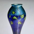 Tiffany Studios Blue Favrile Floriform Vase Signed,  Rare! Circa 1910.