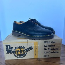 Dr Martens Vintage Mens Size 9 Black Greasy 3 Eyelet Leather Shoes with Box 90s