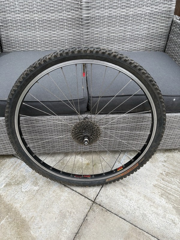 Shimano Deore And Sun Rims Rear Wheel Retro MTB with 9 Speed Cassette And QR