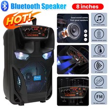8'' 1500W Portable FM Bluetooth Speaker Stereo Sound Party W/ Mic Remote Control