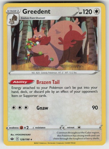 Holo Greedent 128/198 Rare Chilling Reign Near Mint