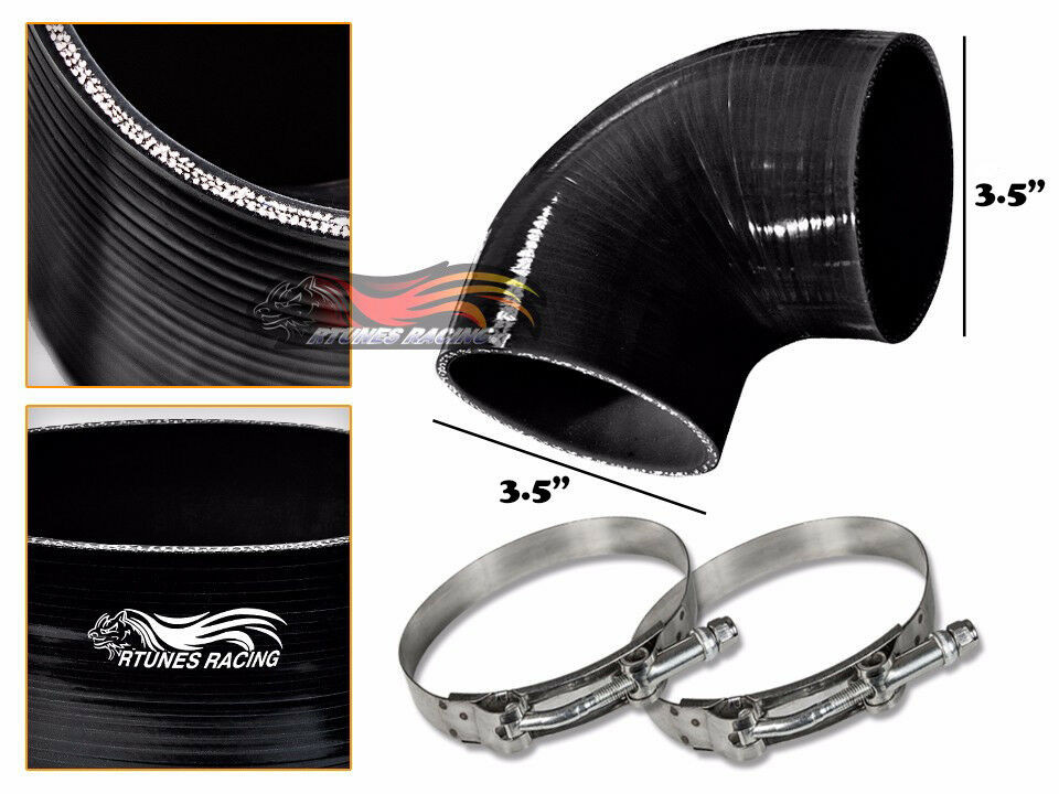 BLACK Silicone Elbow Coupler Hose 4 Ply 3.5