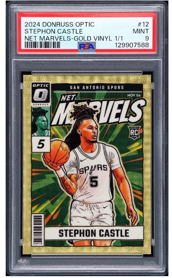 STEPHON CASTLE 2024 DONRUSS OPTIC NET MARVELS #12 RC GOLD VINYL 1/1 PSA 9 Q5380