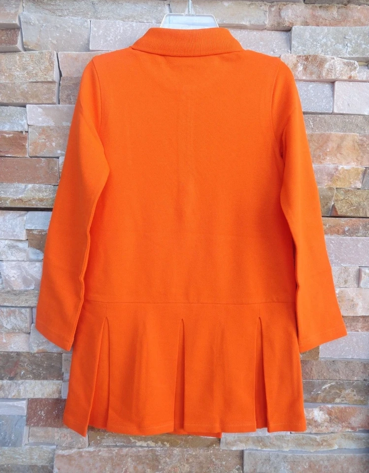 $49.50 Vestido Ralph Lauren Vela Naranja Mangas Largas Plisado Niña Talla 5 Talla 6 Foto 3 de 3