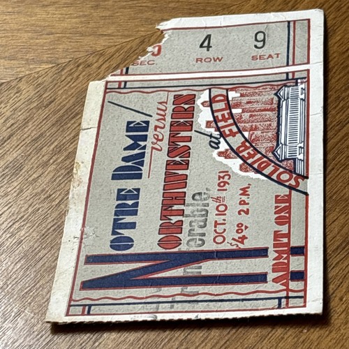 Boleto de fútbol americano Notre Dame vs. Northwestern del 10 de octubre de 1931 dañado como está RARO - Imagen 9 de 19