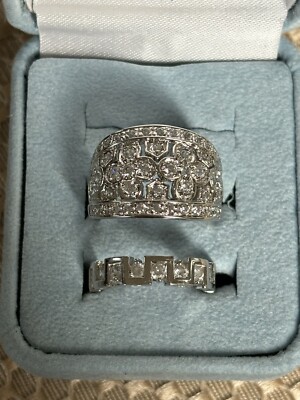 Epiphany 925 Silver Set Of Two Rings Cubic Zirconia Size 6, 8 Anniversary