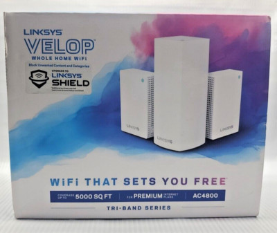 Linksys Velop AC4800 Tri-Band Intelligent Mesh Whole Home WiFi System WHW0203P