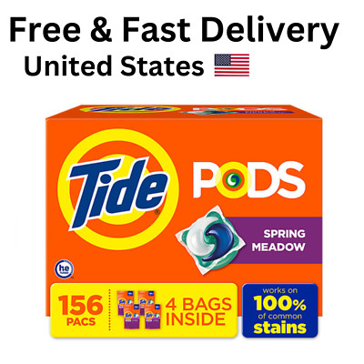 Tide PODS Laundry Detergent pacs, Spring Meadow, 156 Ct Free Shipping USA