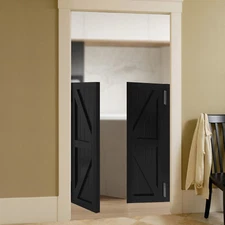 Modern Black Pine Wood Dual Partition Door Partition Door Porch Entrance Door