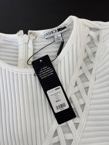 Abito BodyCon Nuovo con etichette Taglia 8 RARO Ritaglio a costine Midi Y2K Miami Chic Resort Vita notturna - Foto 5 di 14