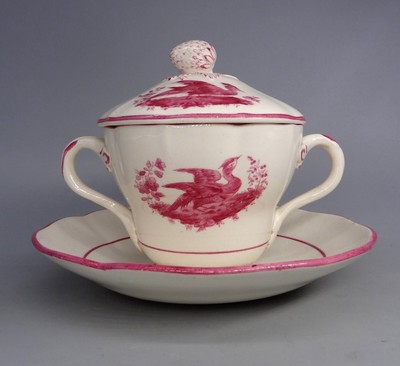 Seltene Copeland Spode Schokoladentasse mit handbemalten Puce Fasanen