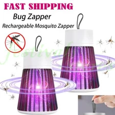 1-2 USB Rechargeable Bug Zapper LED Light Mosquito Killer Trap Pest Control Lamp