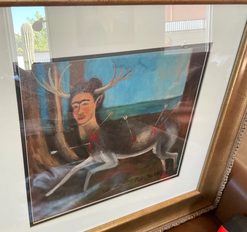 Pintura Frida Kahlo - (a la manera de) - con firma de lápiz - Lg. ¡Bonito! Foto 3 de 4