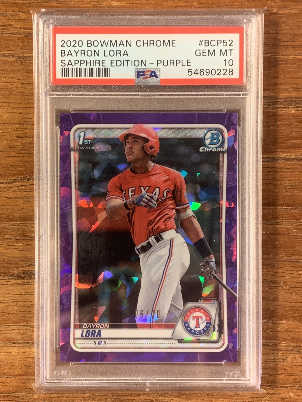 2020 Bowman Sapphire Bayron Lora 1st Purple Refractor /20 #BCP-52 PSA 10 💎