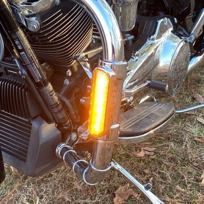 Custom Dynamics Run & Turn Signal Chrome Engine Guard LED Light Universal