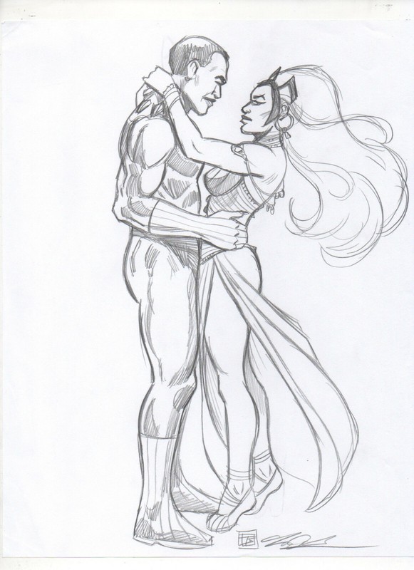 Black Panther Storm Tchalla Ororo Monroe ORIGINAL PENCIL SKETCH by Tim Shinn