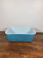 Vintage Pyrex Small Blue Baking Dish Bread Loaf Casserole 0502 No Lid