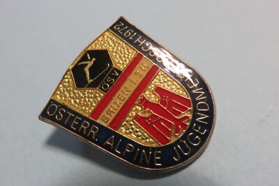 Österr. Alpine Jugendmeisterschaft Brixen 1972   28 x 30 mm    Abzeichen Brosche