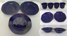 Rayware Ceramics for Today Crockery Dark Blue Gold Rim Octagon Sold Individually