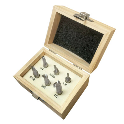 6PC 1/8-1/2'' HSS 2 Flute End Mill Set High Speed Steel Center Cut 3/8 Shank