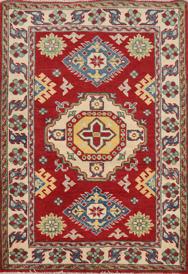 Artisan Kazak Pakistani Small Rug Hand-Knotted Craftsmanship 3x4 ft