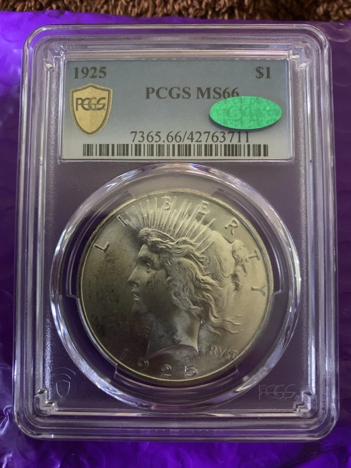 1925 $1 Peace Silver Dollar PCGS MS66 Blue Label - Image 2 of 4