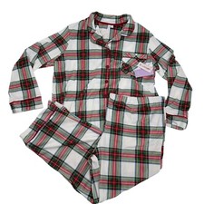 Joyspun Women's Plus Size 2X-3X Velour Plaid Knit Pajama Set Pajamas Read NWT