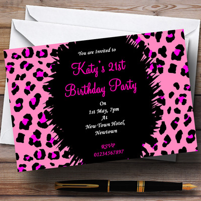 Personalisierte Partyeinladungen Funky Rosa Leopardenmuster