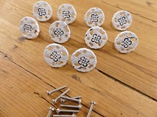 10 Knobs Drawer Pulls Distressed White Cast Iron Filigree Decorative Vintage