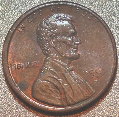 🌟🌟1991 D Lincoln Memorial Penny Misaligned Die (MAD) Rim Error