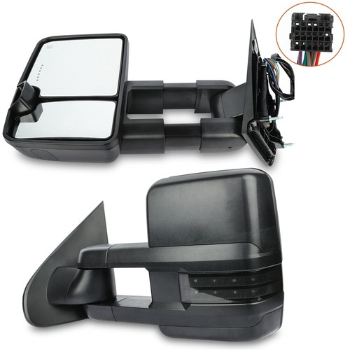 For 2014-2018 GMC Sierra 1500 Power Heated Smoke Turn Signals Tow Mirrors - Picture 4 of 12