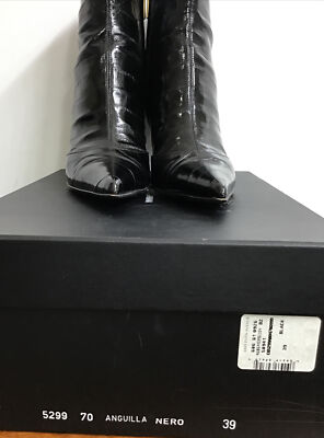 Dolce Gabbana Ankle Boot Black Pointed Toe Eel Skin Zip  display picture 2