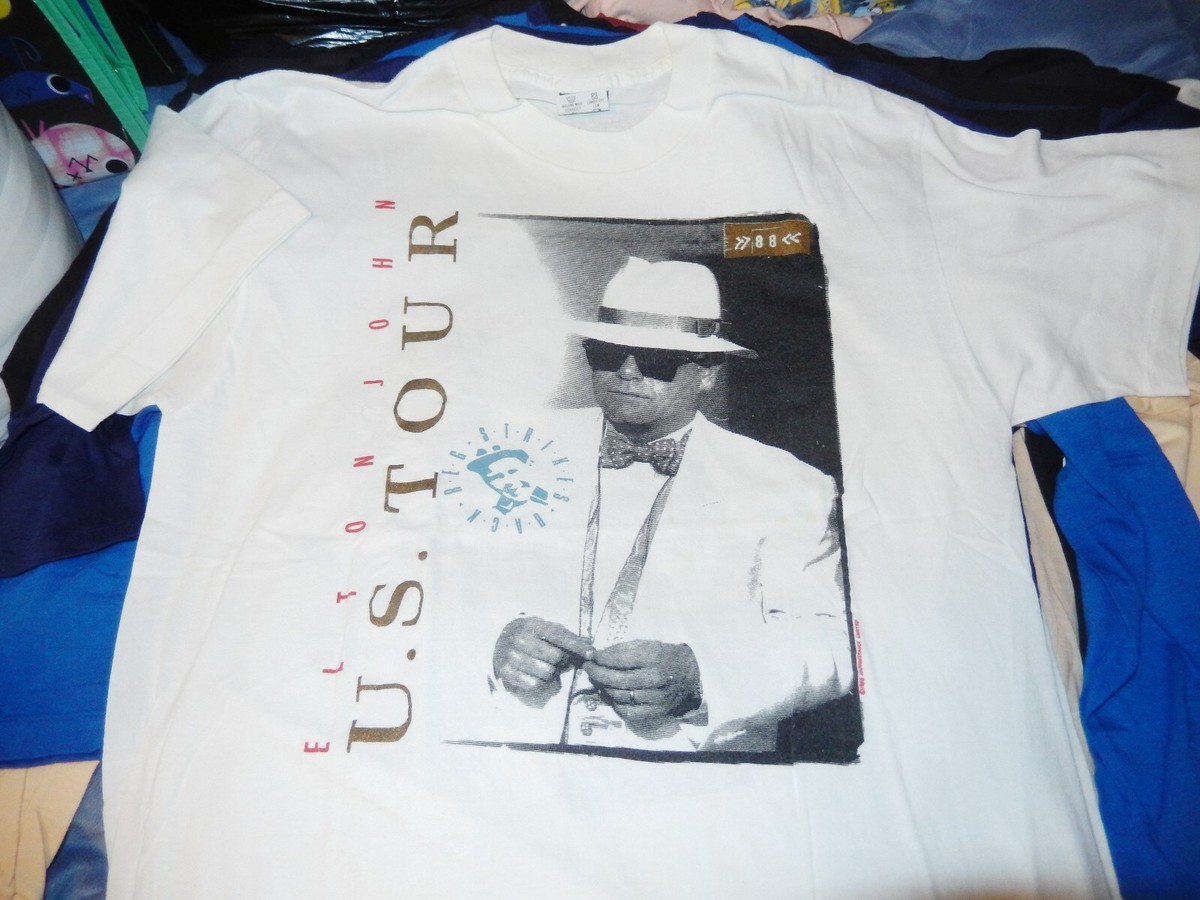 VTG ELTON JOHN - US TOUR REG STRIKES BACK 1988 CONCERT T-SHIRT XL 